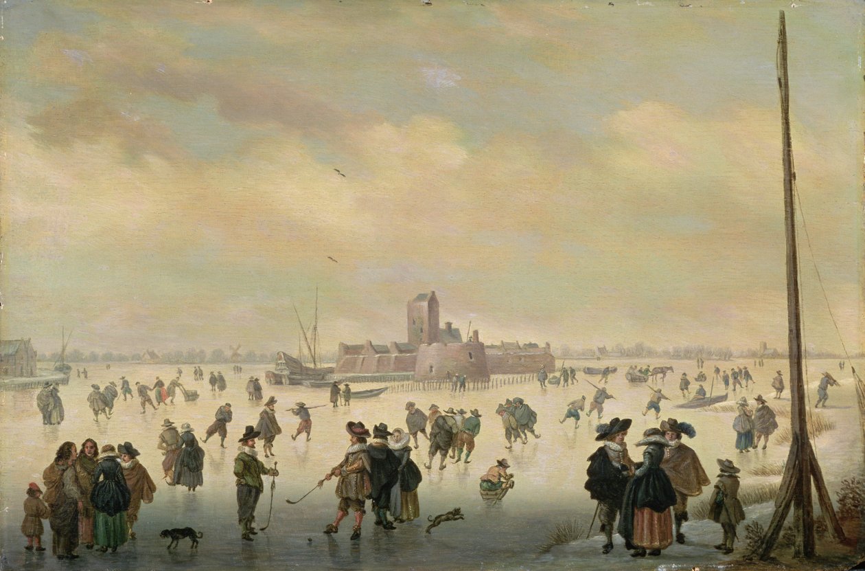 Bruslařská scéna (olej na panelu) od Antoni (1594 1641) Verstralen