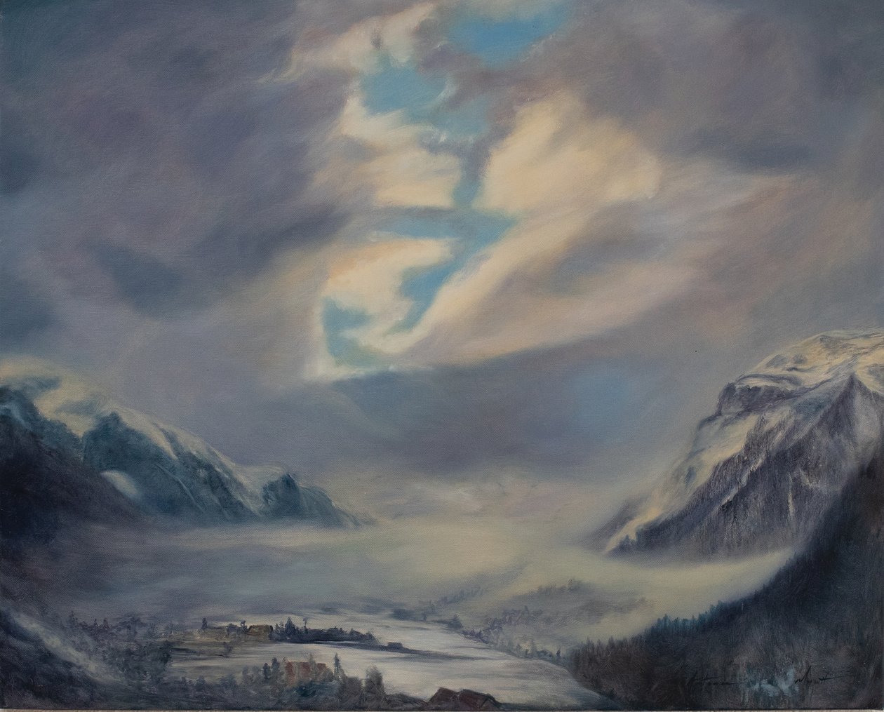Hory Švýcarska, 2011 (olej na plátně) od Antonia Myatt
