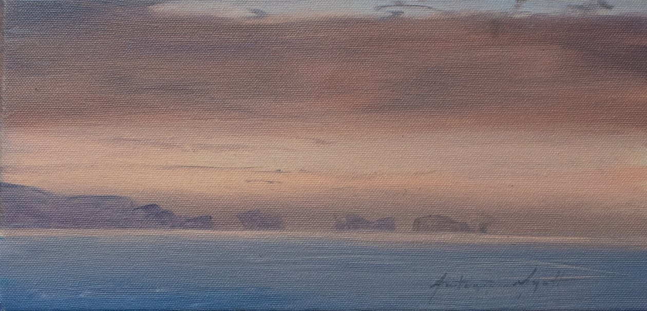 Seven Sisters, Lymington, 2019 (olej na plátně) od Antonia Myatt