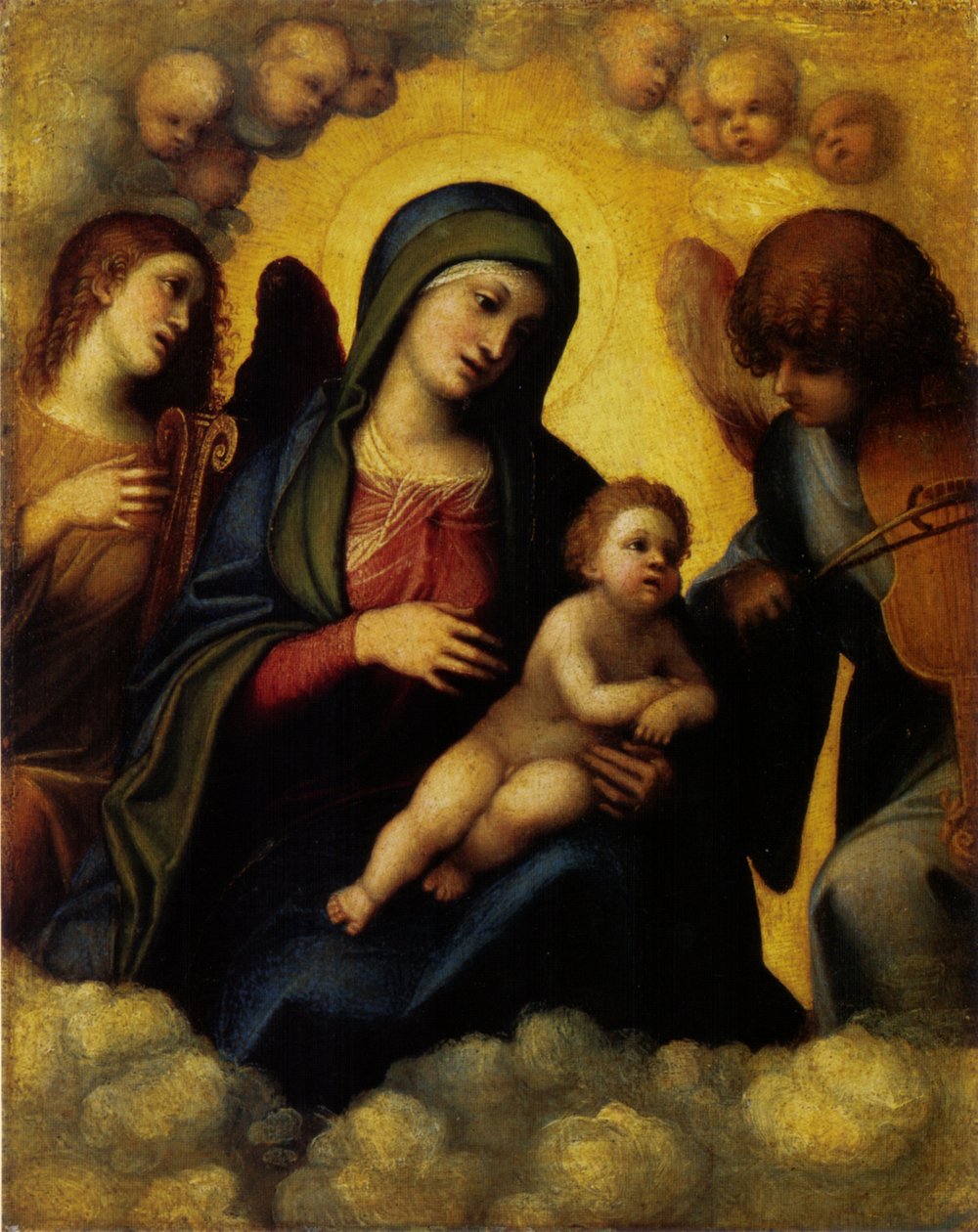 Madonna s dítětem a dvěma andělskými muzikanty od Antonio da Correggio