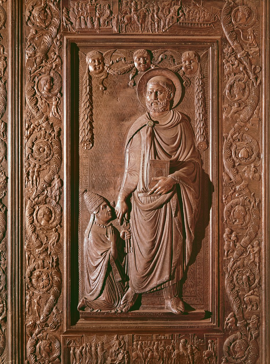 Sv. Petr, detail z centrálních dveří baziliky, zdobený 1439-45 (bronz) (viz též 247330-247337) od Antonio Filarete