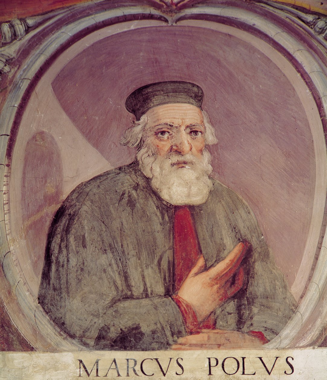 Marco Polo (1254-1324) ze „Sala del Mappamondo“ (Síň map světa) od Antonio Giovanni de Varese