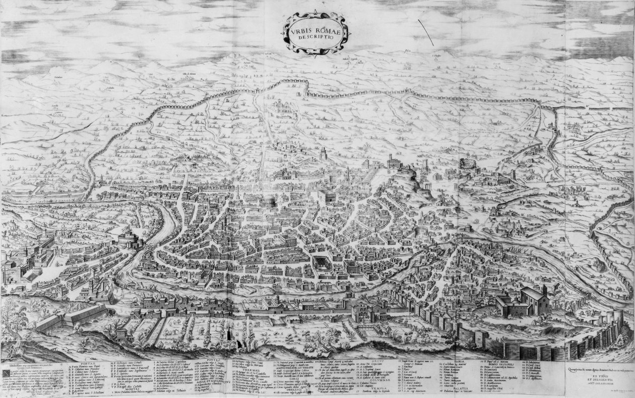 Mapa Říma, z ‚Speculum Romanae Magnificentiae‘ publikované v roce 1562 od Antonio Lafreri