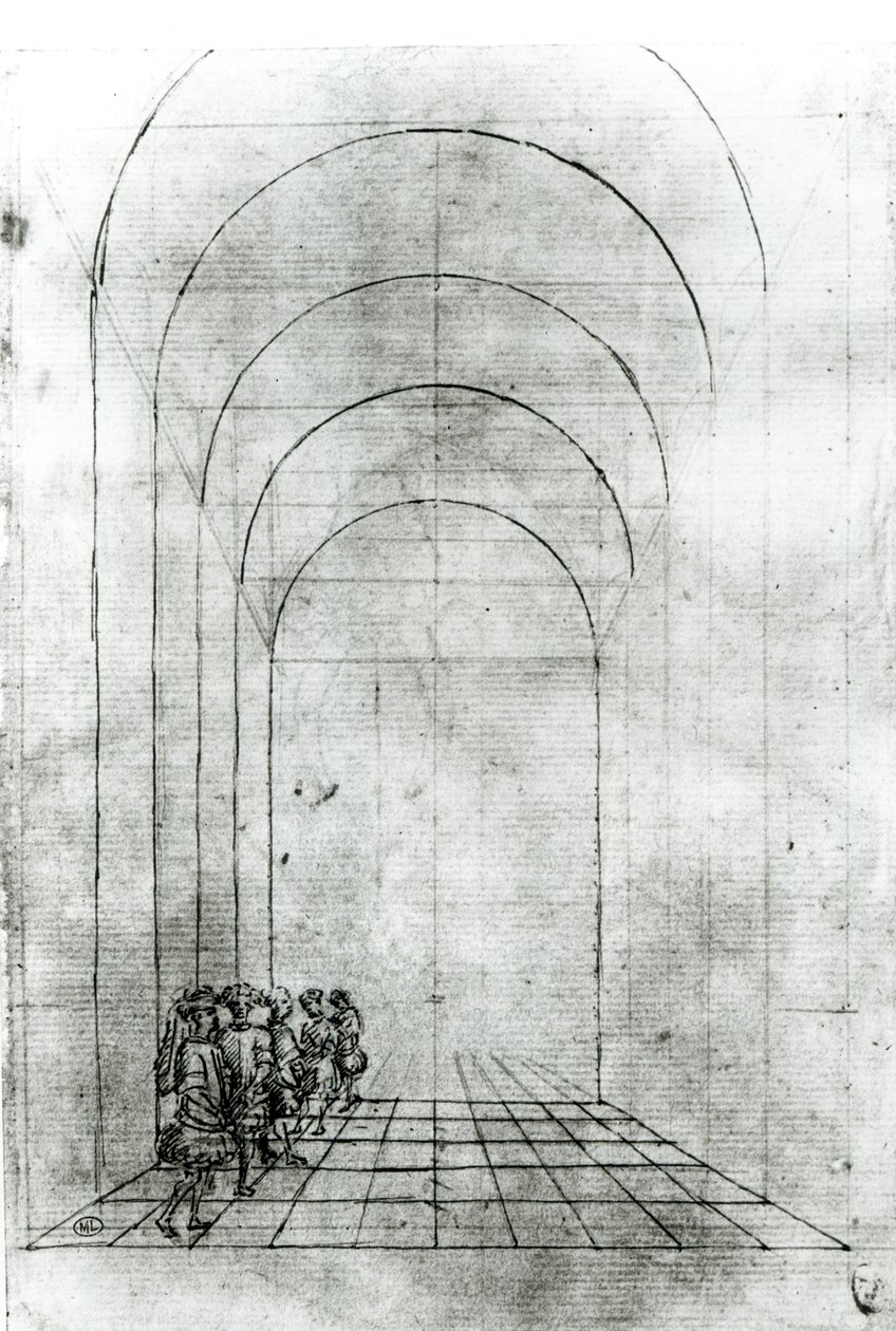 Lidé pod obloukem (černobílý fototisk) od Antonio Pisanello