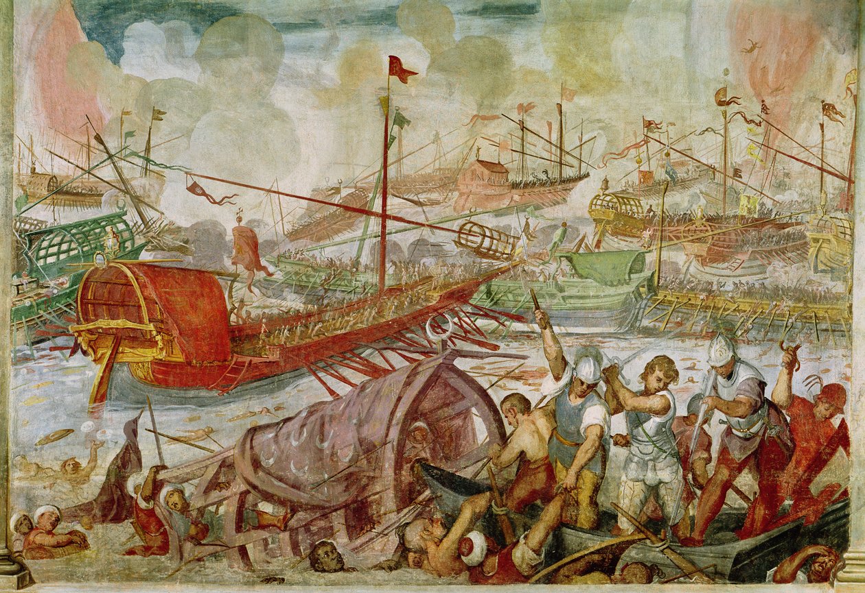 Bitva u Lepanta, říjen 1571, 1600 (nástěnná malba) od Antonio Vassilacchi