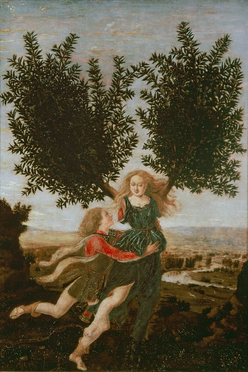 Daphne a Apollo, kolem 1470-80 od Antonio Pollaiuolo