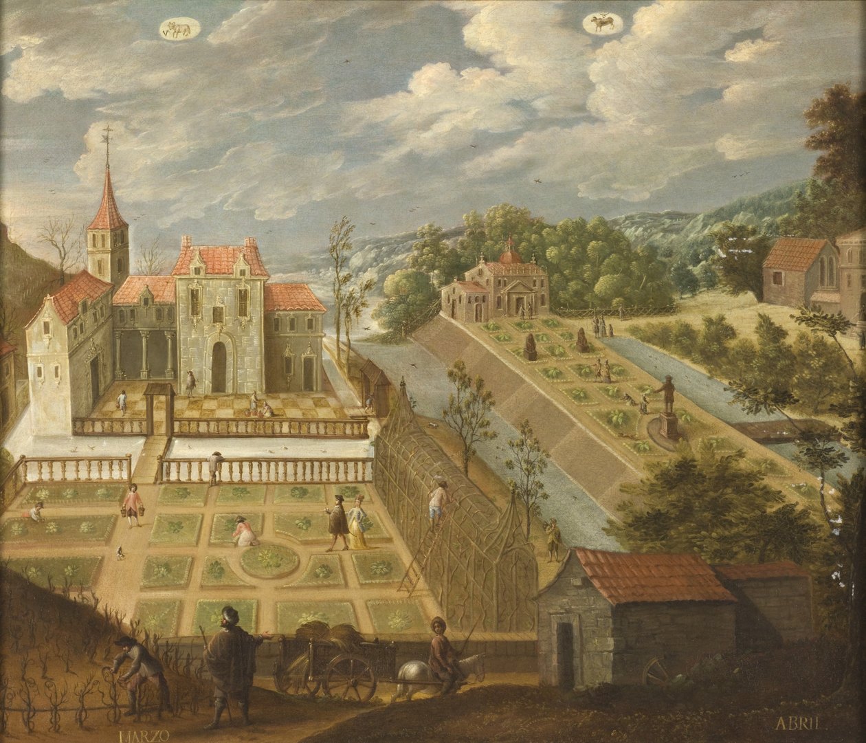Březen a duben z Los doce meses del año (Dvanáct měsíců roku), 1650-99 od Antonio de Espinosa