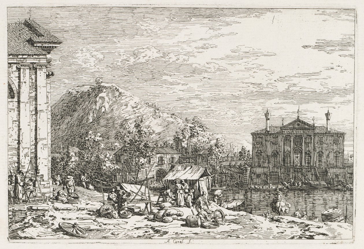 Pohledy: Město za řekou od Antonio Canaletto