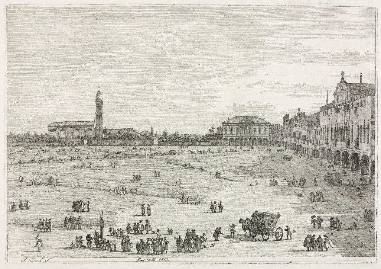 Pohledy: Prà della Valle, Padova od Antonio Canaletto
