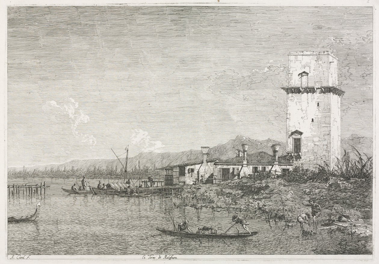 Pohledy: Věž Malghera, 1735-1746. od Giovanni Antonio Canal
