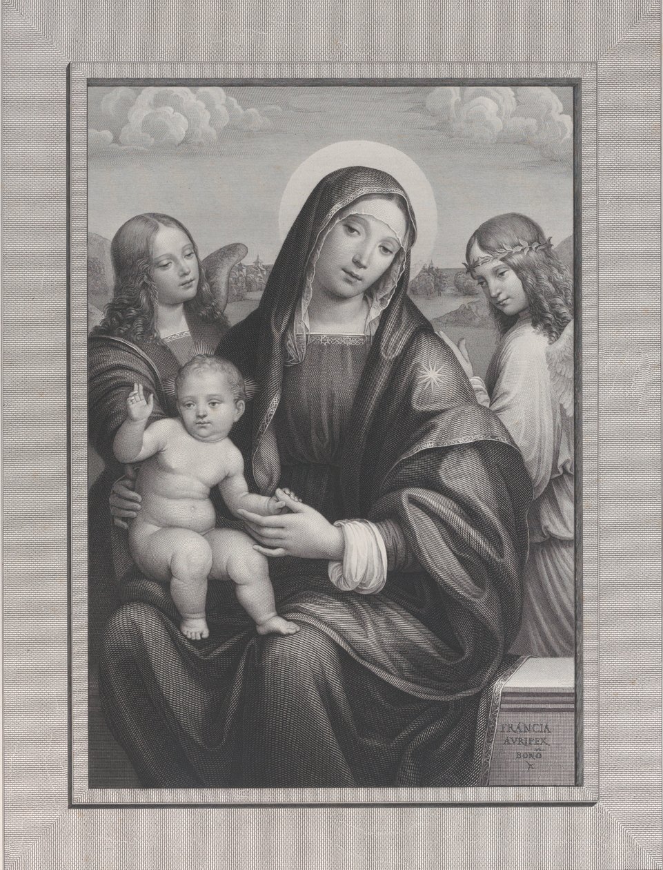 Madona a dítě s anděly, 1822-88. od Antonio Dalco