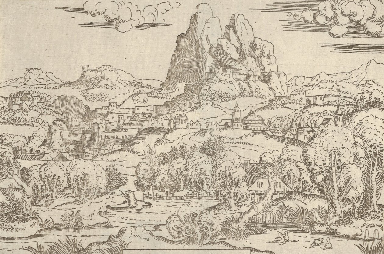 Krajina z rámu Venus Pushing Cupid, 1540-45. od Antonio Fantuzzi