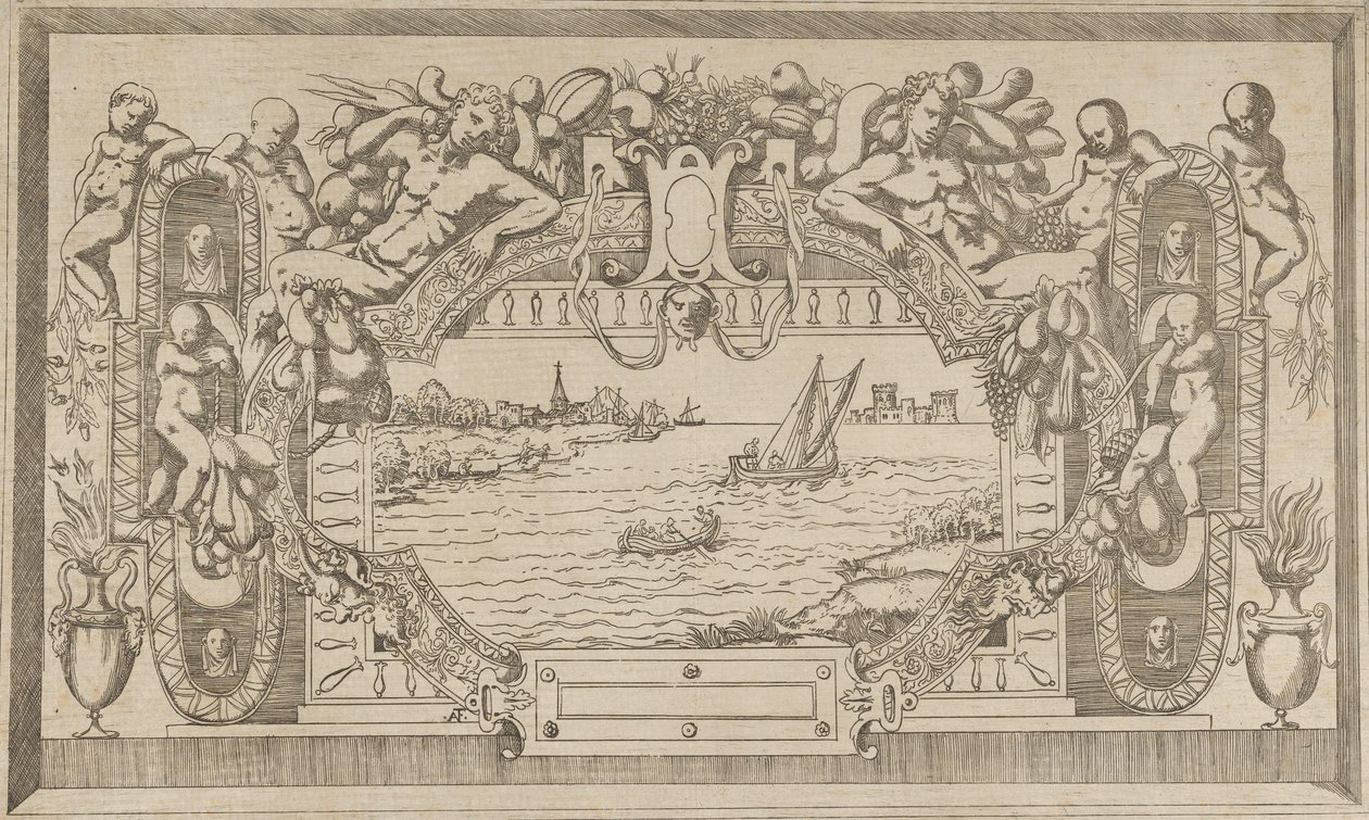 Krajina s okrasným rámem, ca. 1543. od Antonio Fantuzzi