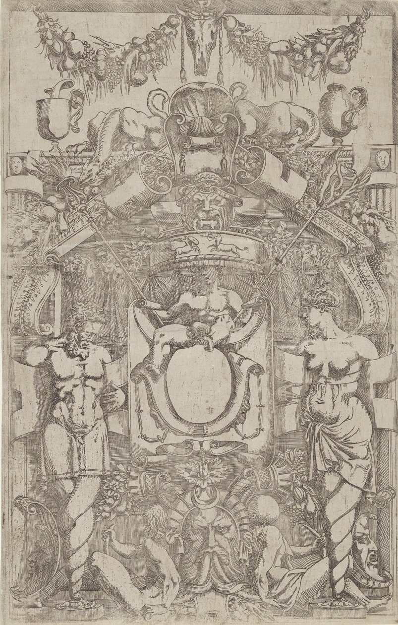 Ornament s malým prázdným oválem, 1540-45. od Antonio Fantuzzi
