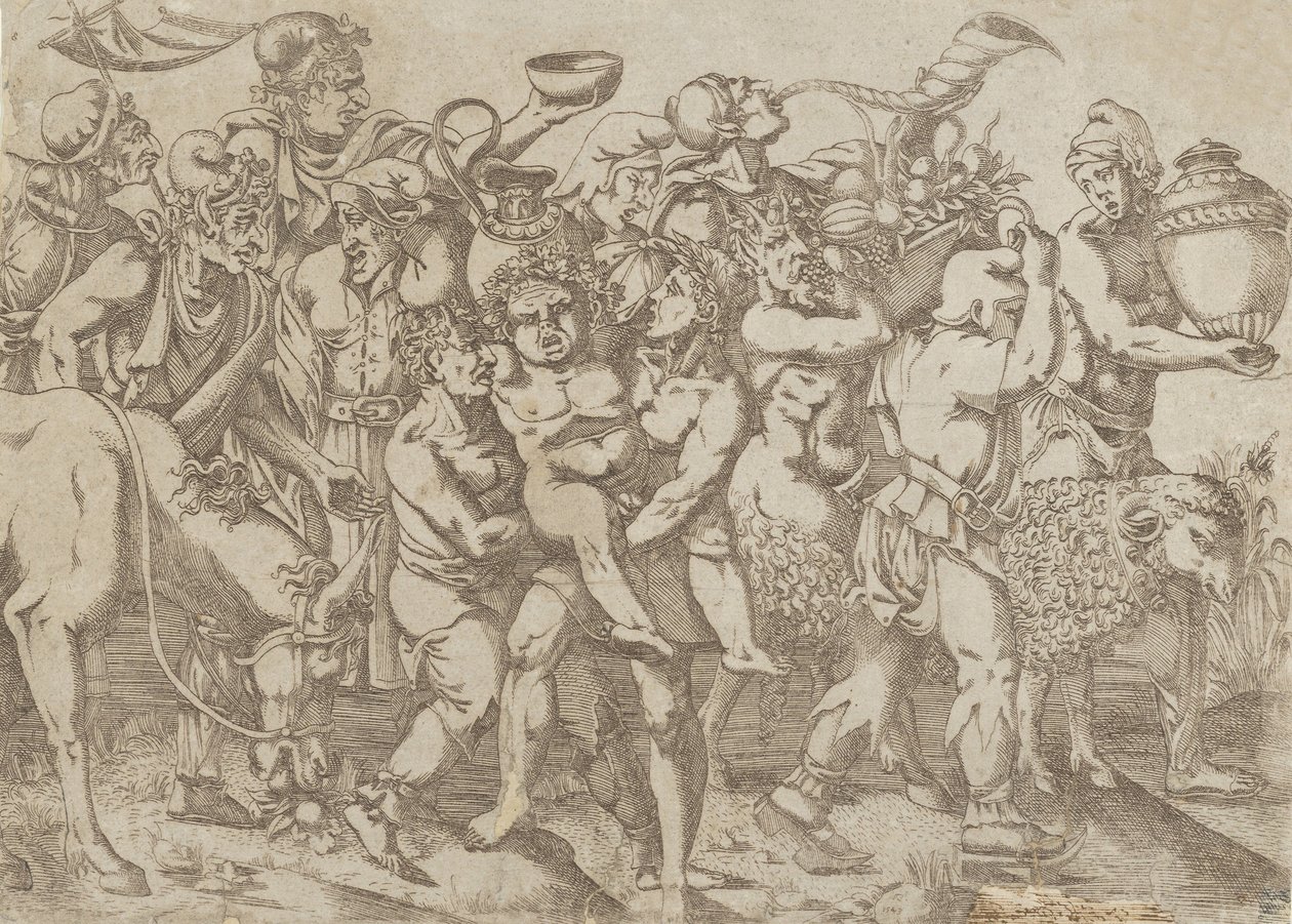 Silenus Carried, 1543. od Antonio Fantuzzi