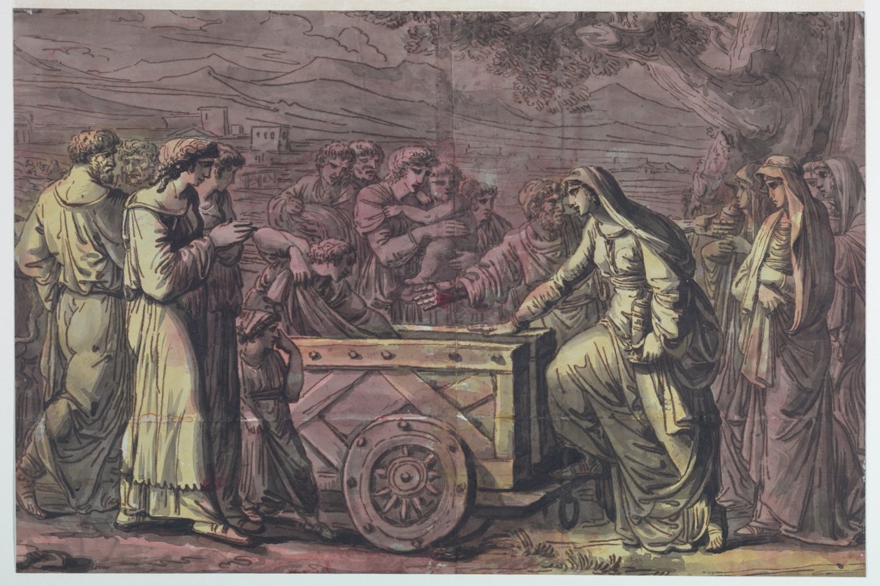 Lucius Albinius zachraňuje vestálské panny od Antonio Giuseppe Basoli