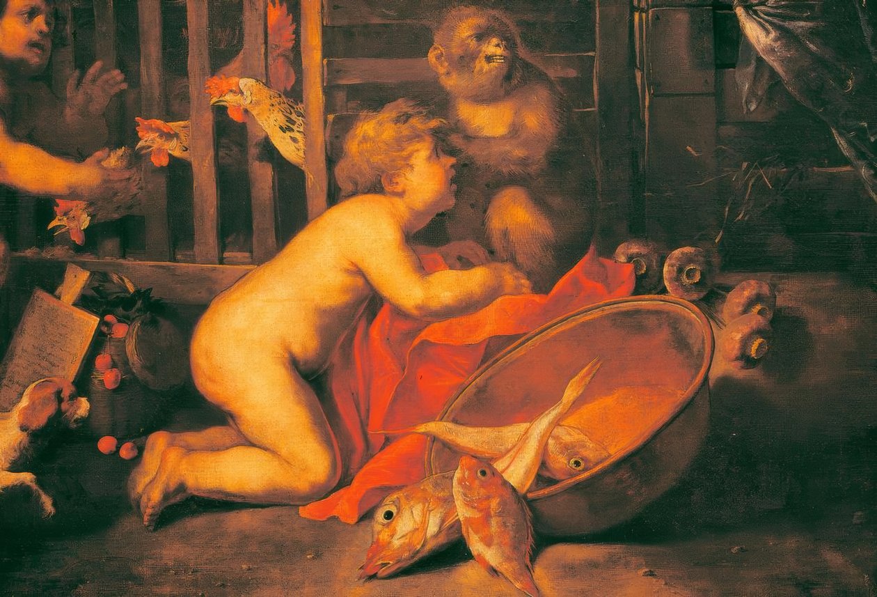 Putti, opice a miska ryb od Antonio Maria Vassallo