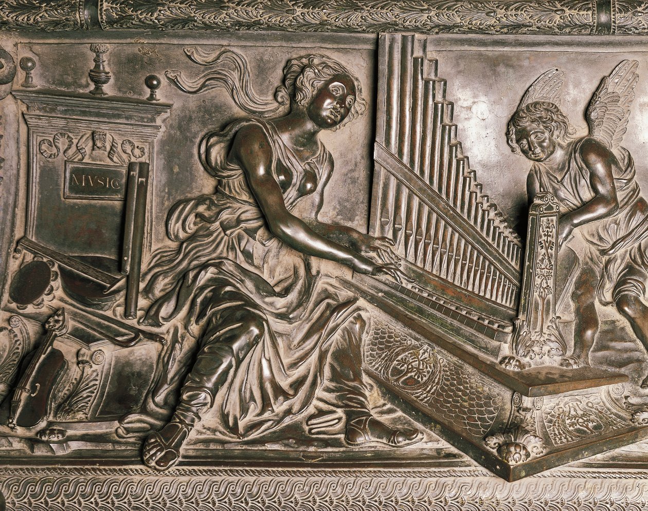 Hudba, detail z hrobky Sixta IV od Antonio Pollaiuolo