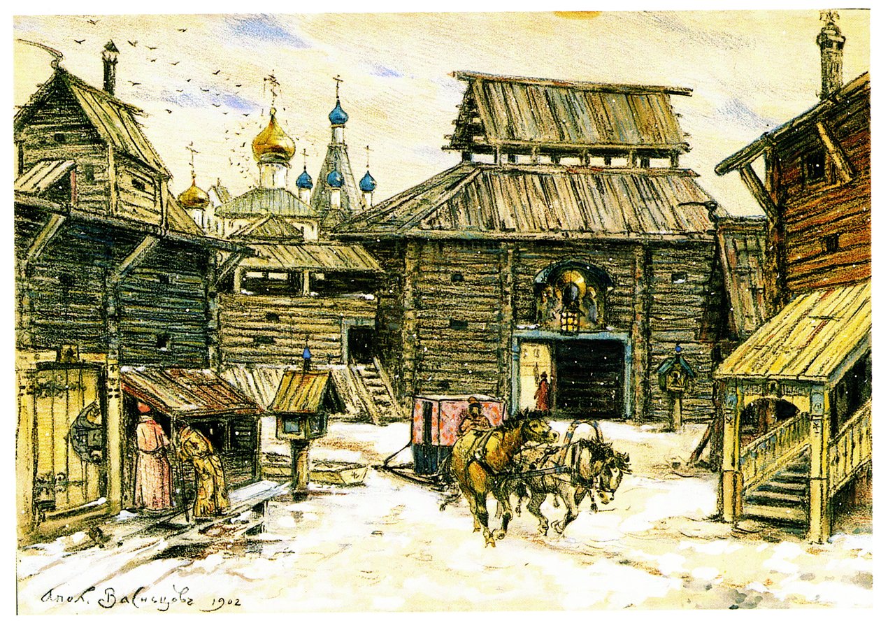 Stará Moskva. Dřevěné město, 1902 od Apollinari Mikhailovich Vasnetsov