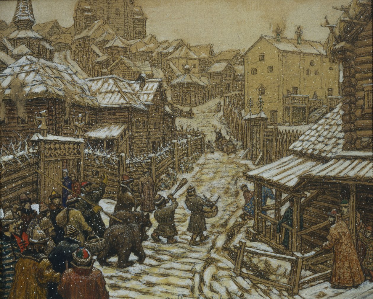 Trenéři medvědů. Stará Moskva, 1911 od Apollinari Mikhailovich Vasnetsov