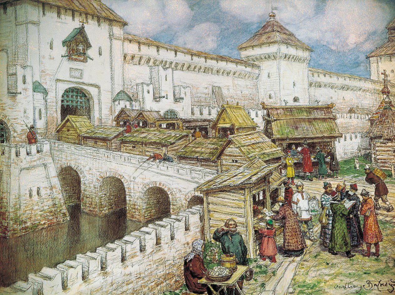 XVII. Knihkupectví na Spasském mostě v 17. století od Apollinari Mikhailovich Vasnetsov