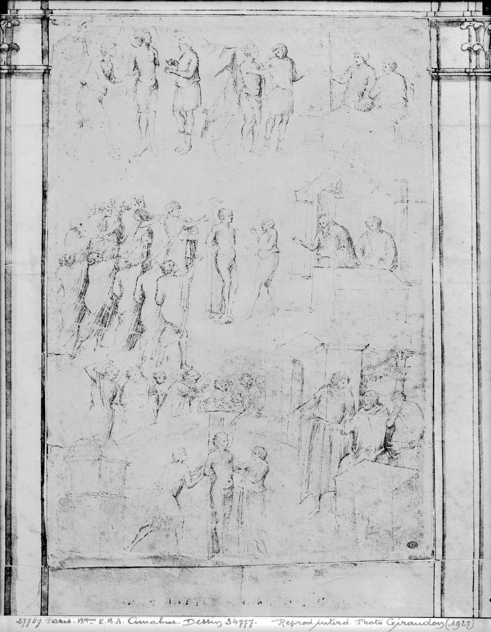 Scény ze života světce, detail (viz také 217743) (pero a inkoust a hnědá barva na papíře) od Aretino Luca Spinello or Spinelli