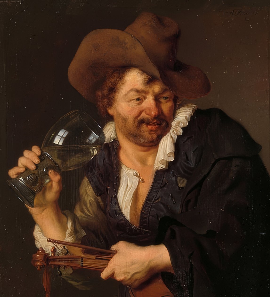 Veselý houslista. 1660-80 od Arie de Vois