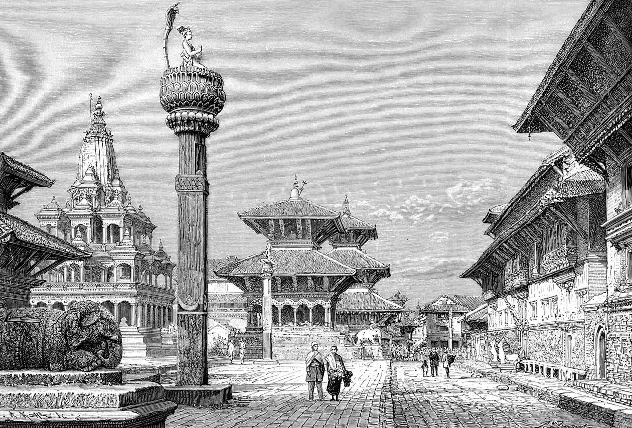 Chrámy v Patanu, Nepál, 1895. od Armand Kohl
