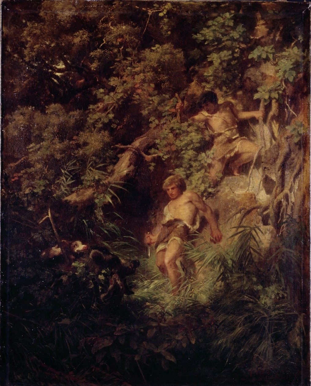Germánské kmeny na lovu kance od Arnold Böcklin