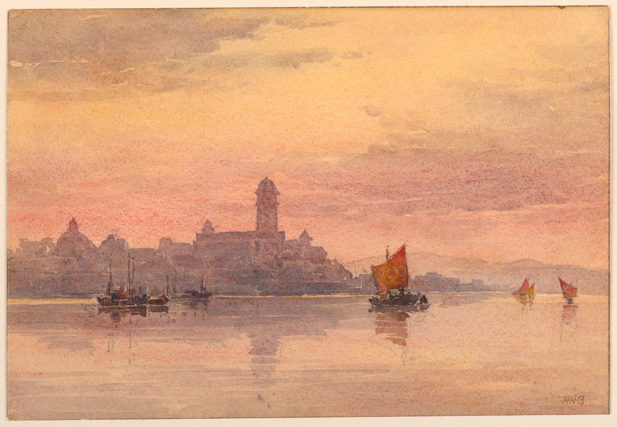 Západ Slunce Nad Plachetnice od Arnold William Brunner