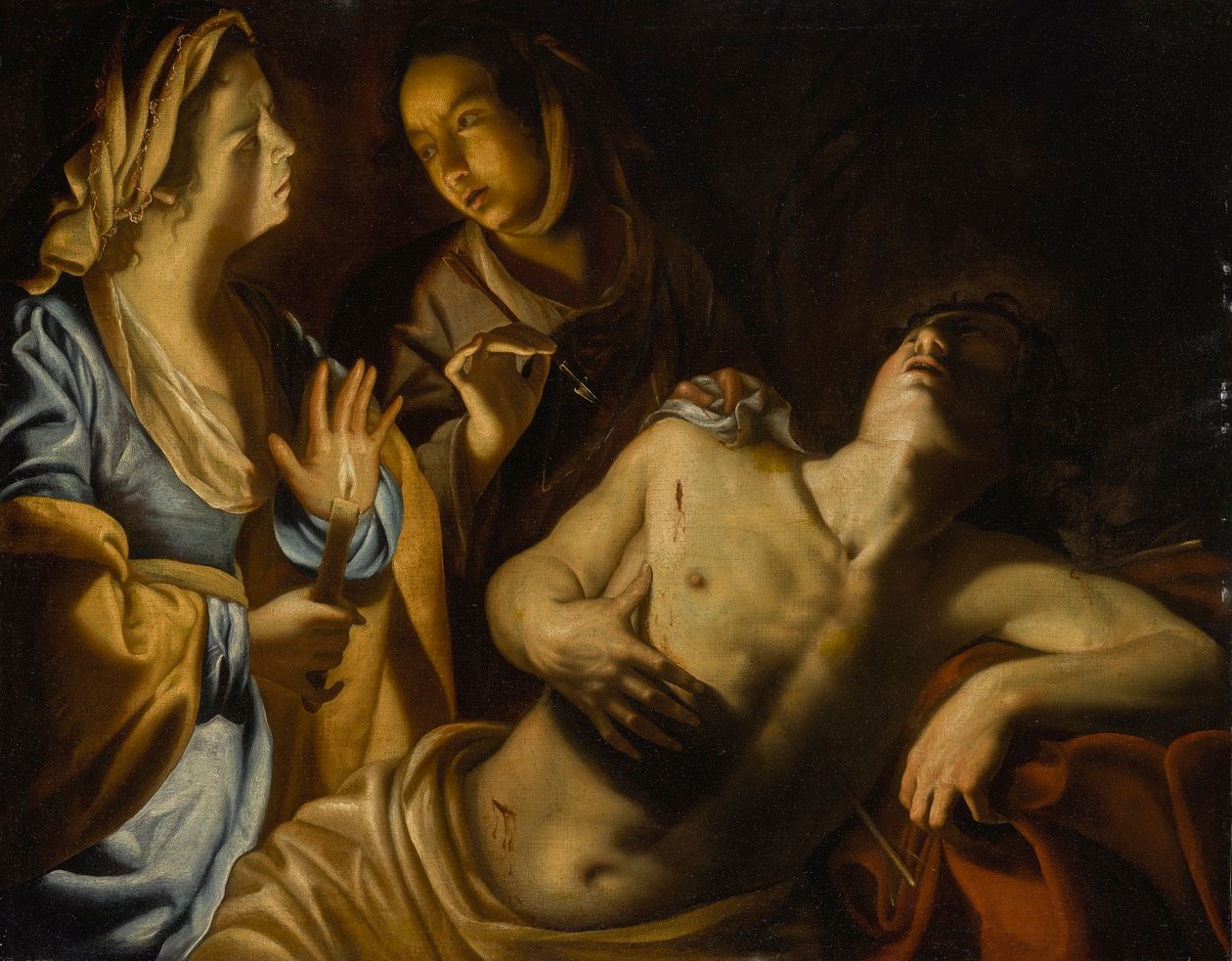 Svatý Šebestián ošetřovaný svatou Irenou od Artemisia Gentileschi