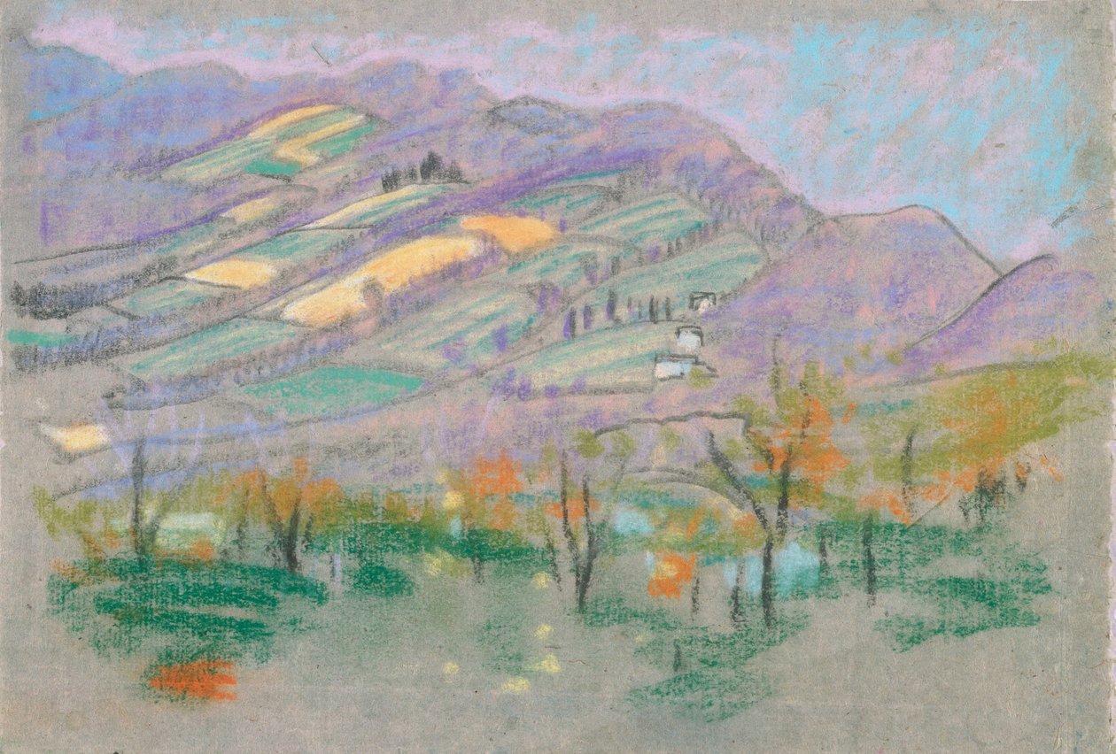 krajina s purpurovými horami od A.B. Daviesova kniha, vydání -50, 50 od Arthur Bowen Davies