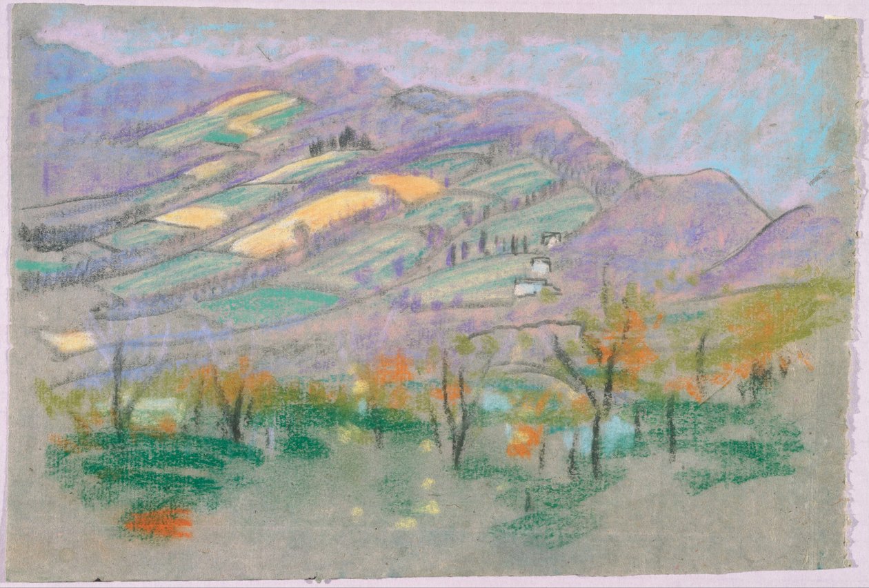 Krajina s fialovými horami od Arthur Bowen Davies