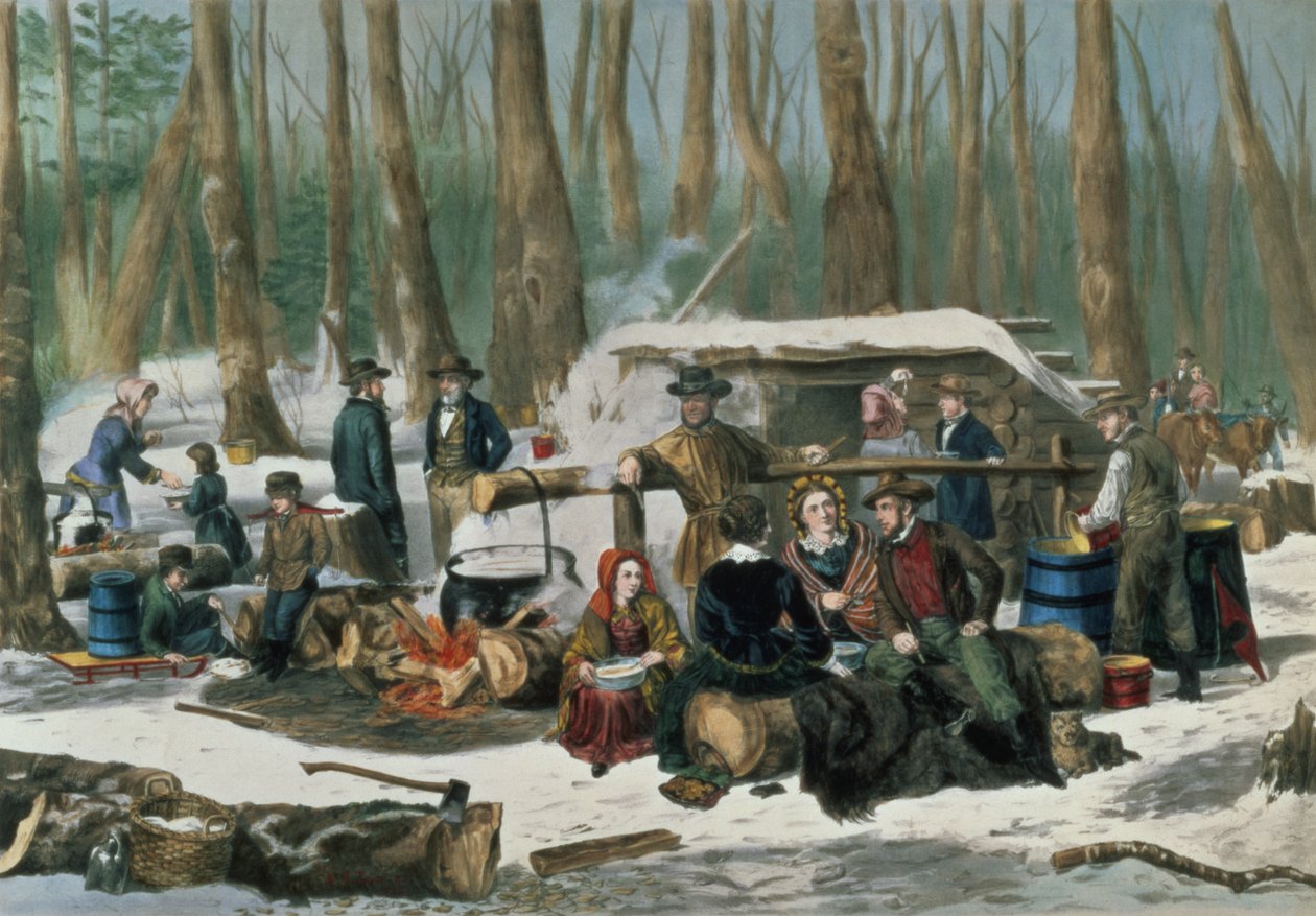 Americká lesní scéna, vyryl Nathaniel Currier (1813-1888) 1856 od Arthur Fitzwilliam Tait