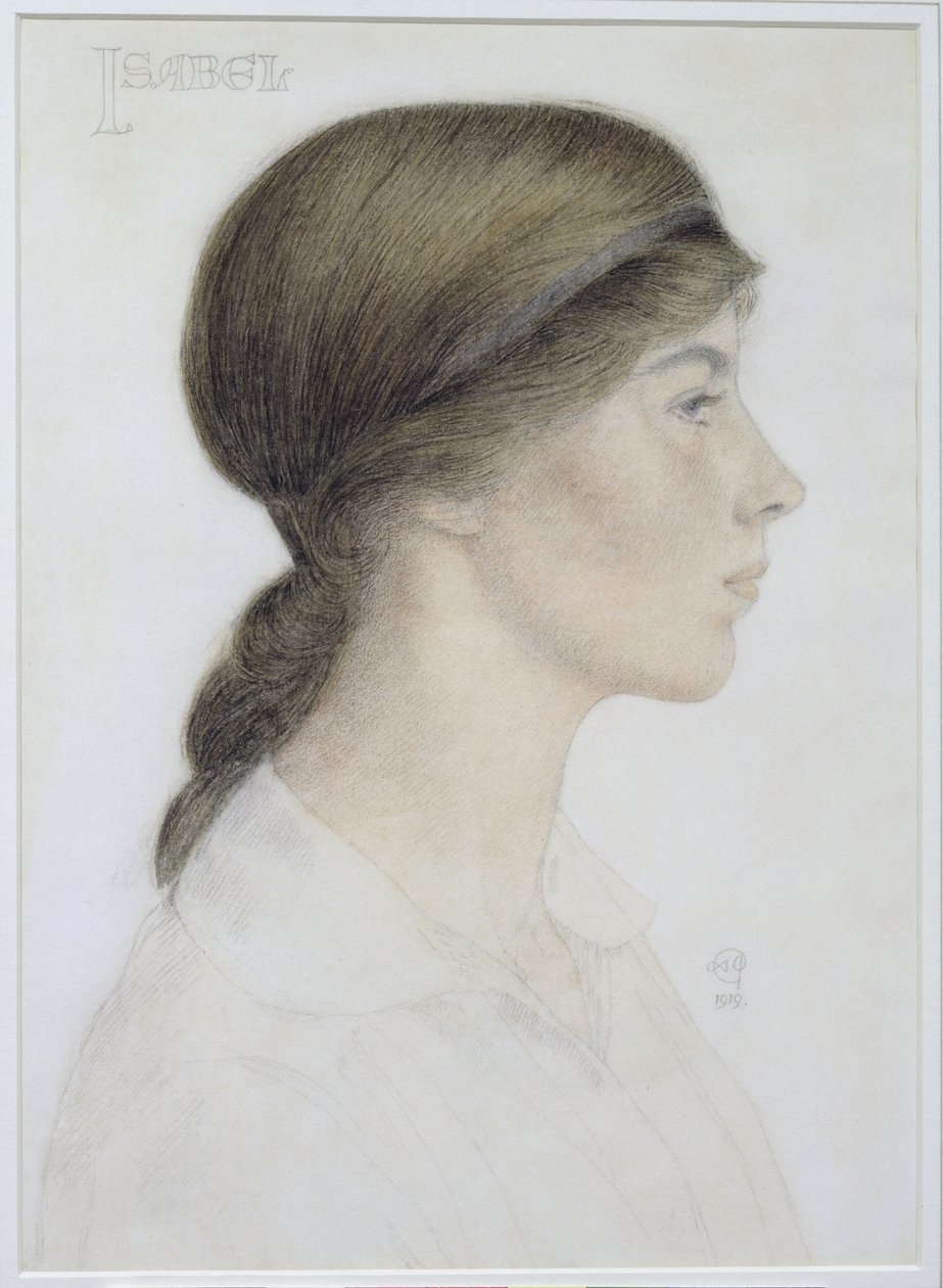 Isabel Margaret Jordan, 1919 (wc a tužka na papíře) od Arthur Joseph Gaskin