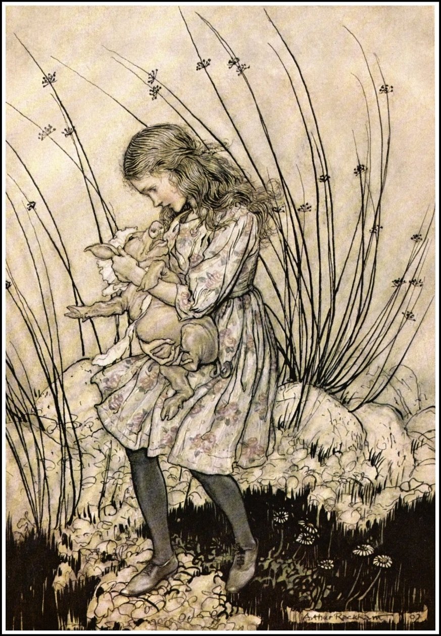 Alices Adventures in Wonderland - Znovu to zabručelo tak prudce, že se jí v nějakém poplachu podívala do tváře od Arthur Rackham