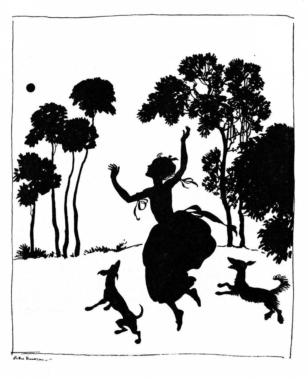 Popelka si hraje se svými psy, 1919 od Arthur Rackham