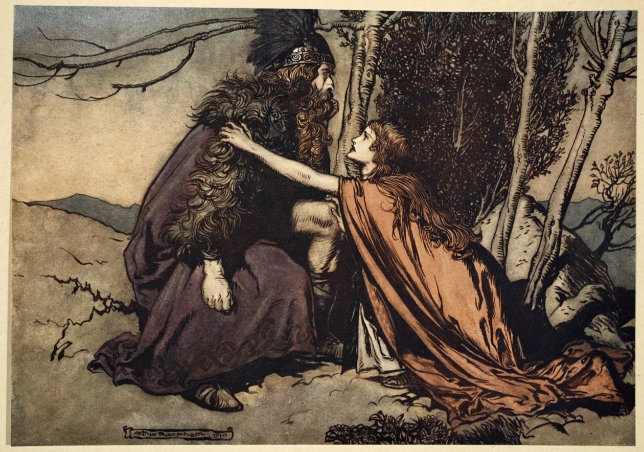 "Otče! Otče! Řekni mi, co tě trápí Zděšením naplňuješ své dítě!", ilustrace z "Rhinegolda a Valkýry", 1910 od Arthur Rackham