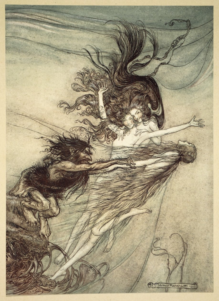 Rhinemaidens škádlí Albericha, ilustrace z 
