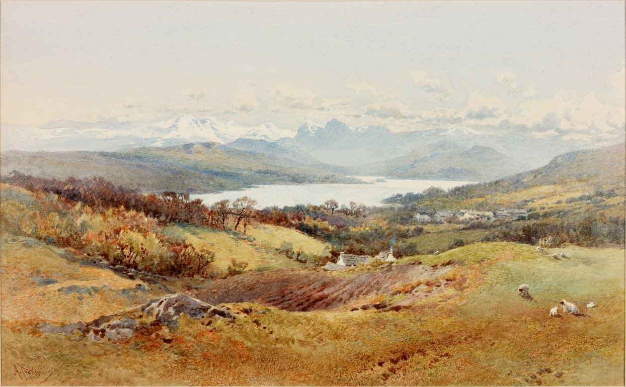Krajina - Langdale Pikes (barva těla, tužka a wc na papíře) od Arthur Tucker