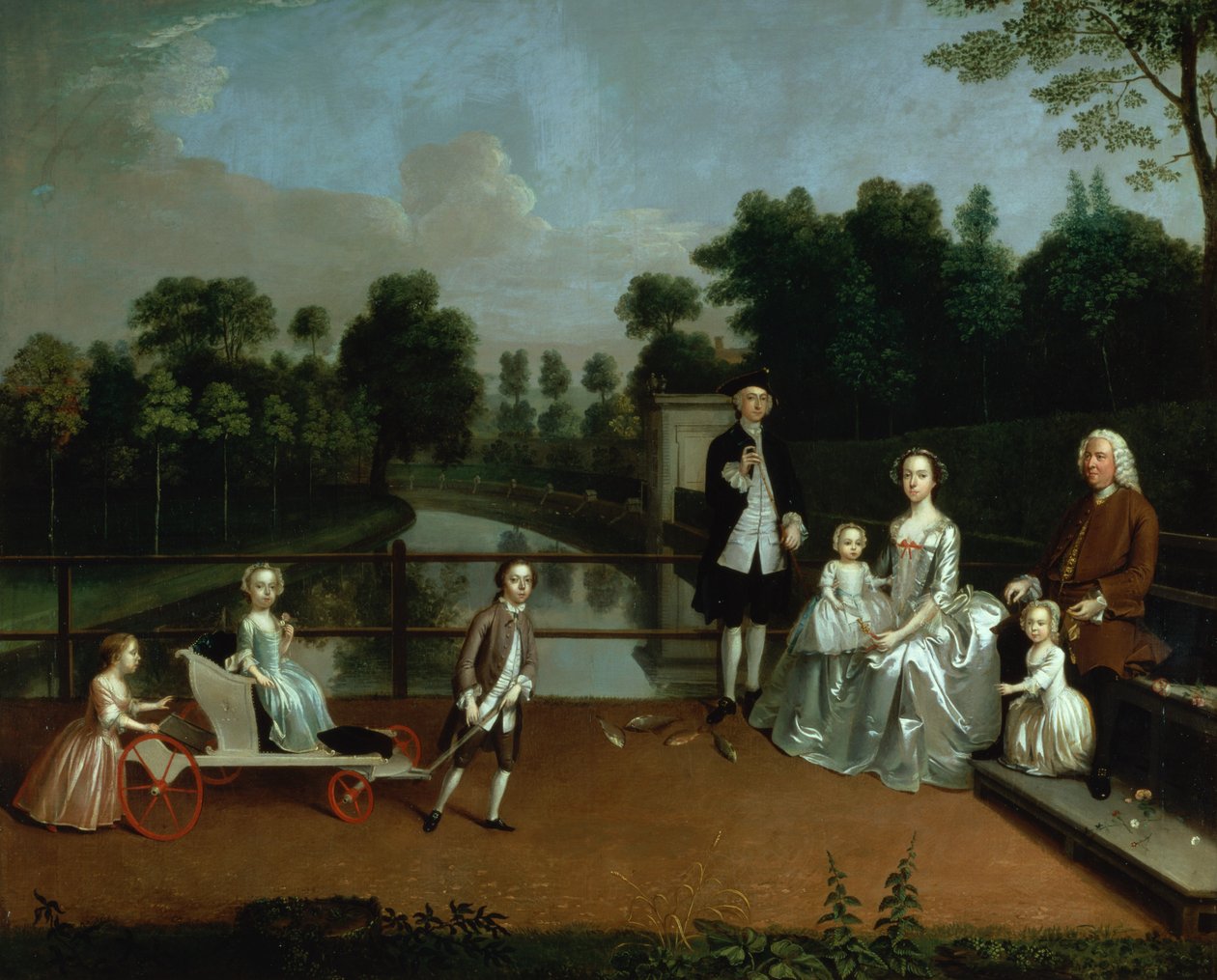 Rodinná skupina na terase v zahradě, 1749 od Arthur Devis