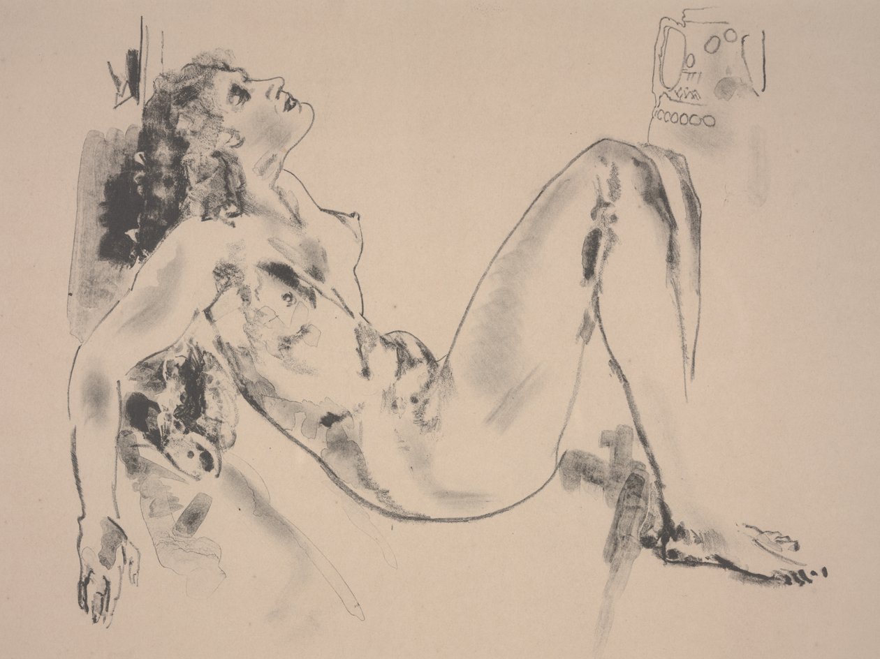 Ležící akt (litho) od Arthur Bowen Davies