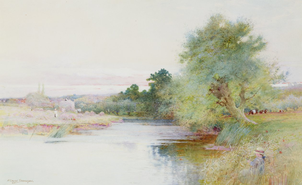 Výroba sena u Marlow od Arthur Claude Strachan
