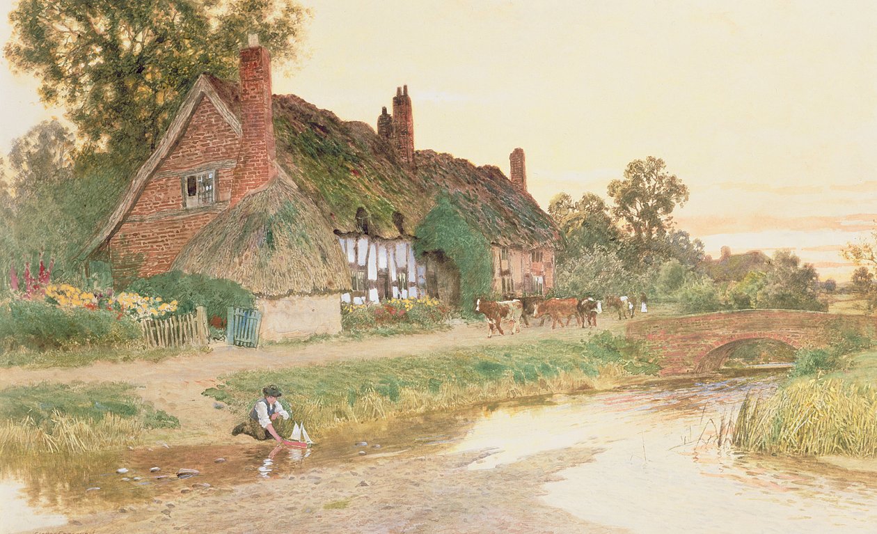 Plachtění na lodi od Arthur Claude Strachan