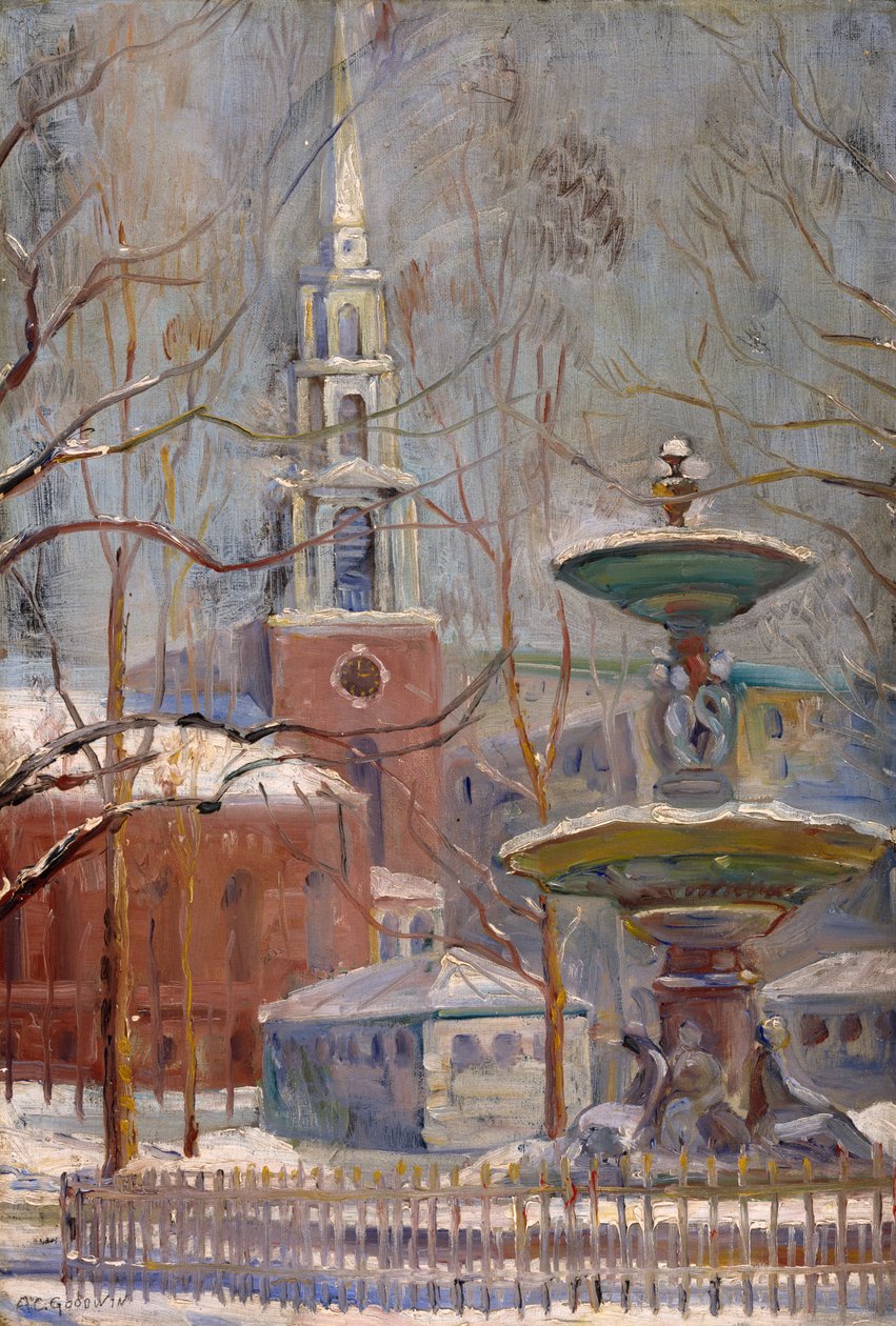 Park Street v Boston Commons, kolem 1910-20 od Arthur Clifton Goodwin