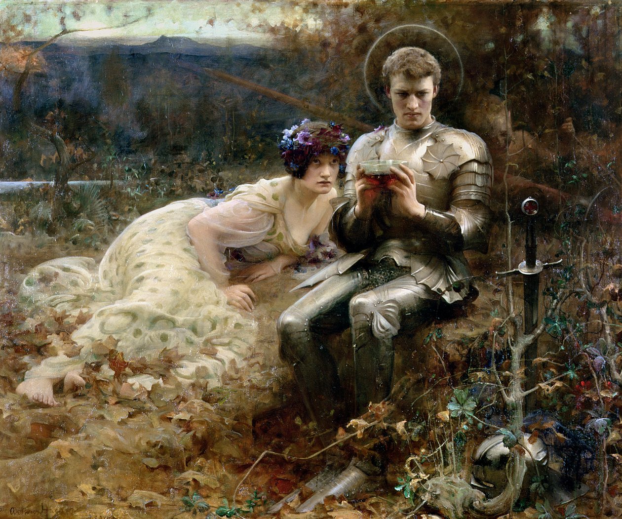 Pokušení sira Percivala od Arthur Hacker
