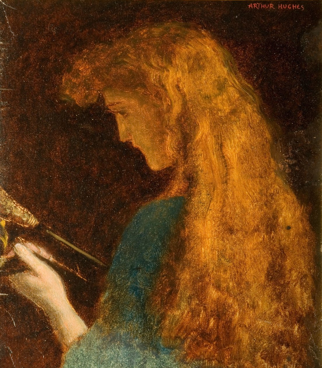 Studie o dívčí hlavě, 1880-1886. od Arthur Hughes