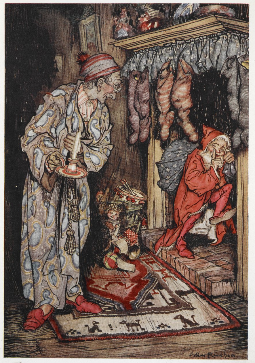 Otec Vánoc doručování dárků na Štědrý den od Arthur Rackham