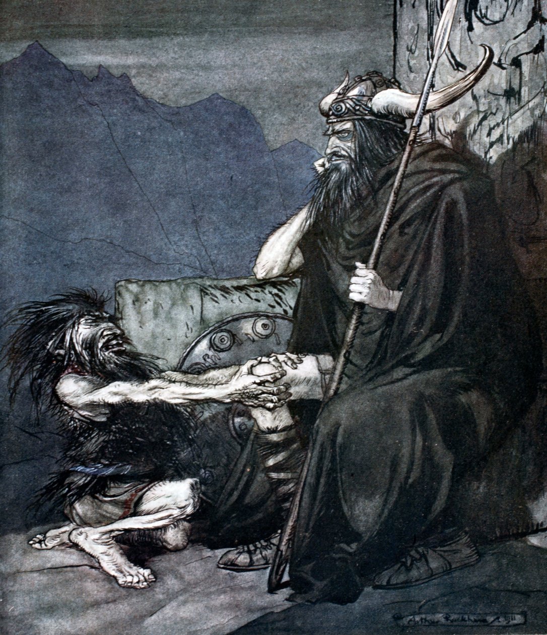 "Přísahej mi, Hagene, můj synu!", 1924. od Arthur Rackham