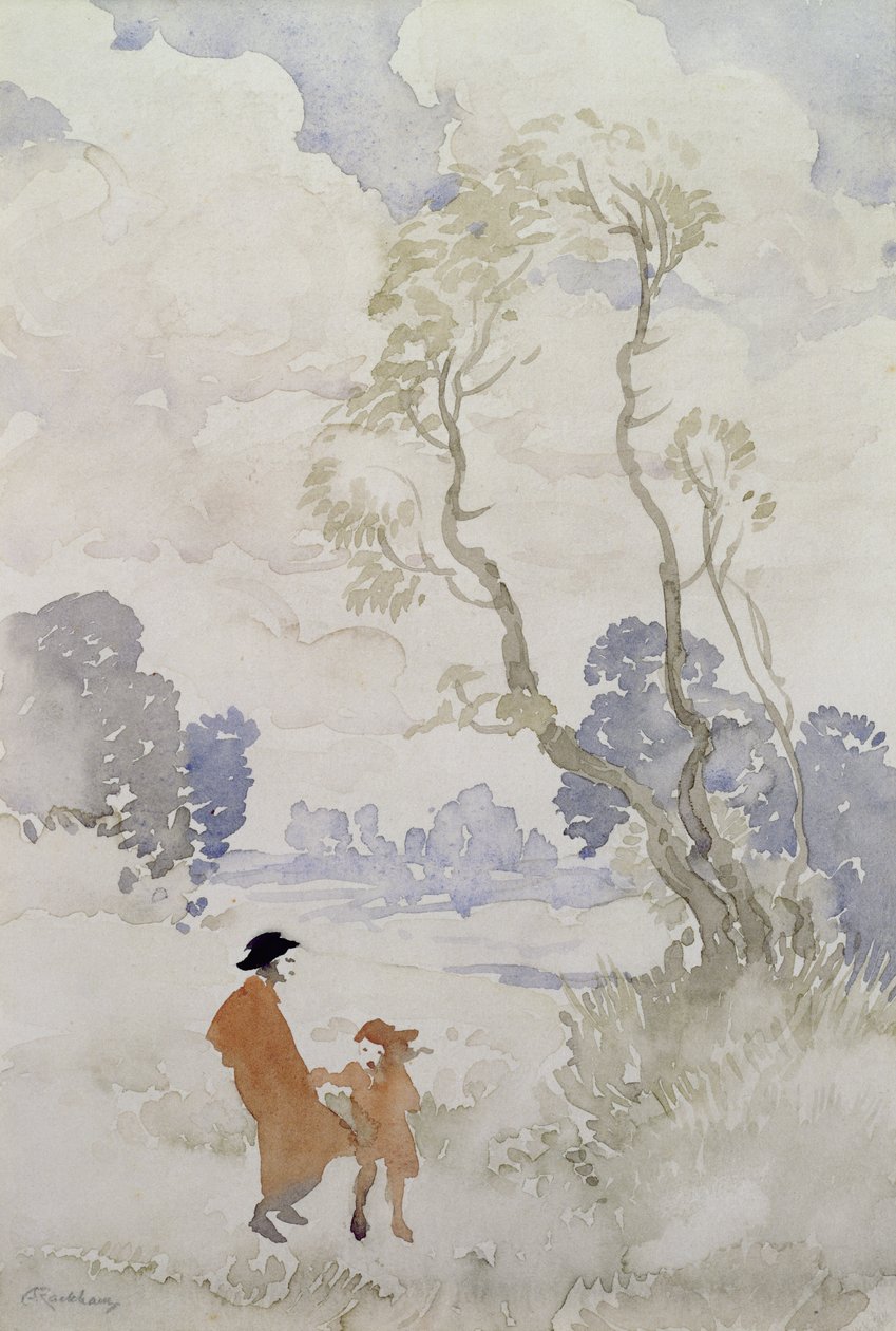Windy Day (wc na papíře) od Arthur Rackham